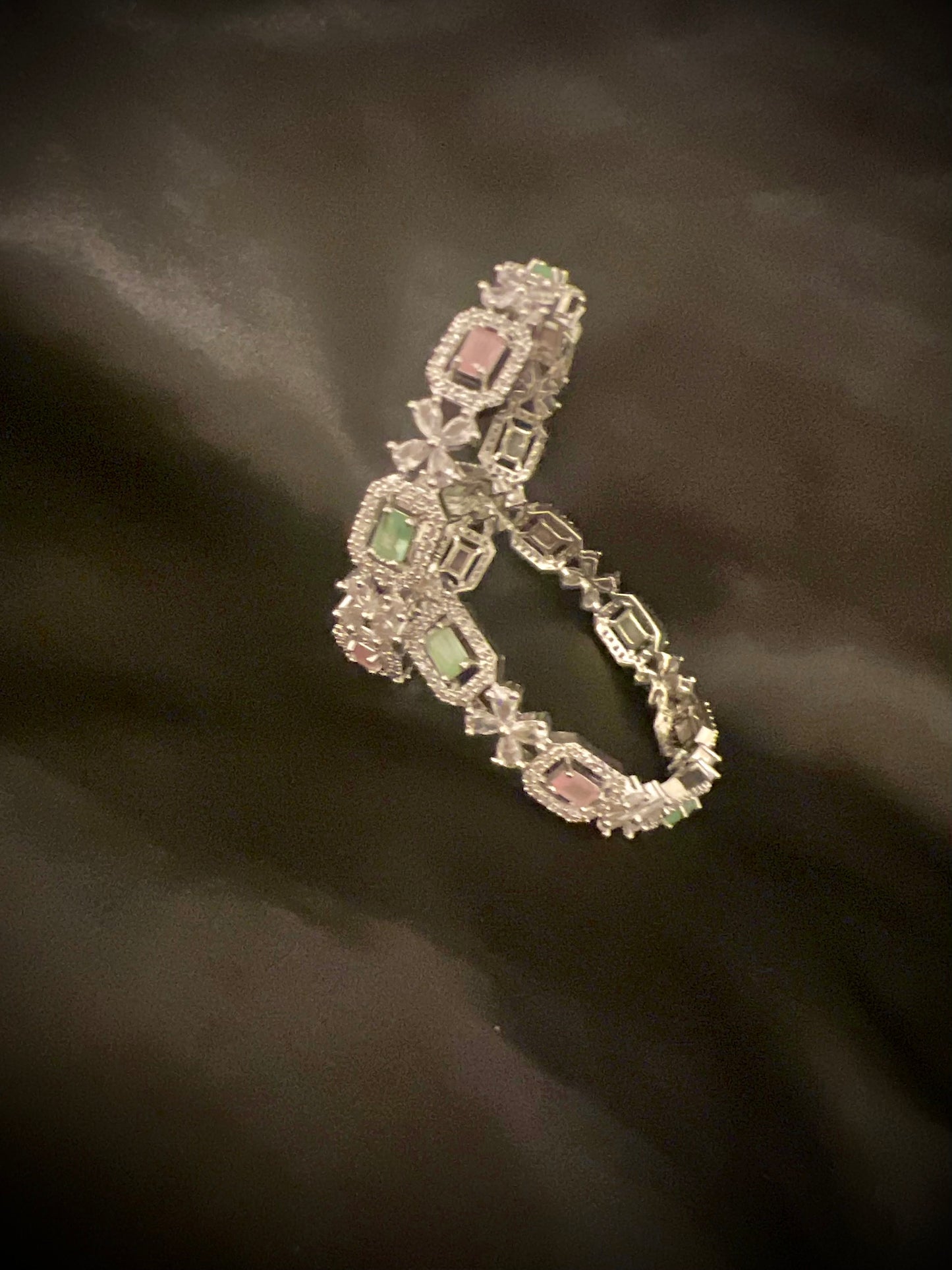 Sparkly Set of 2 Cubic Zirconia Bangles - More colors