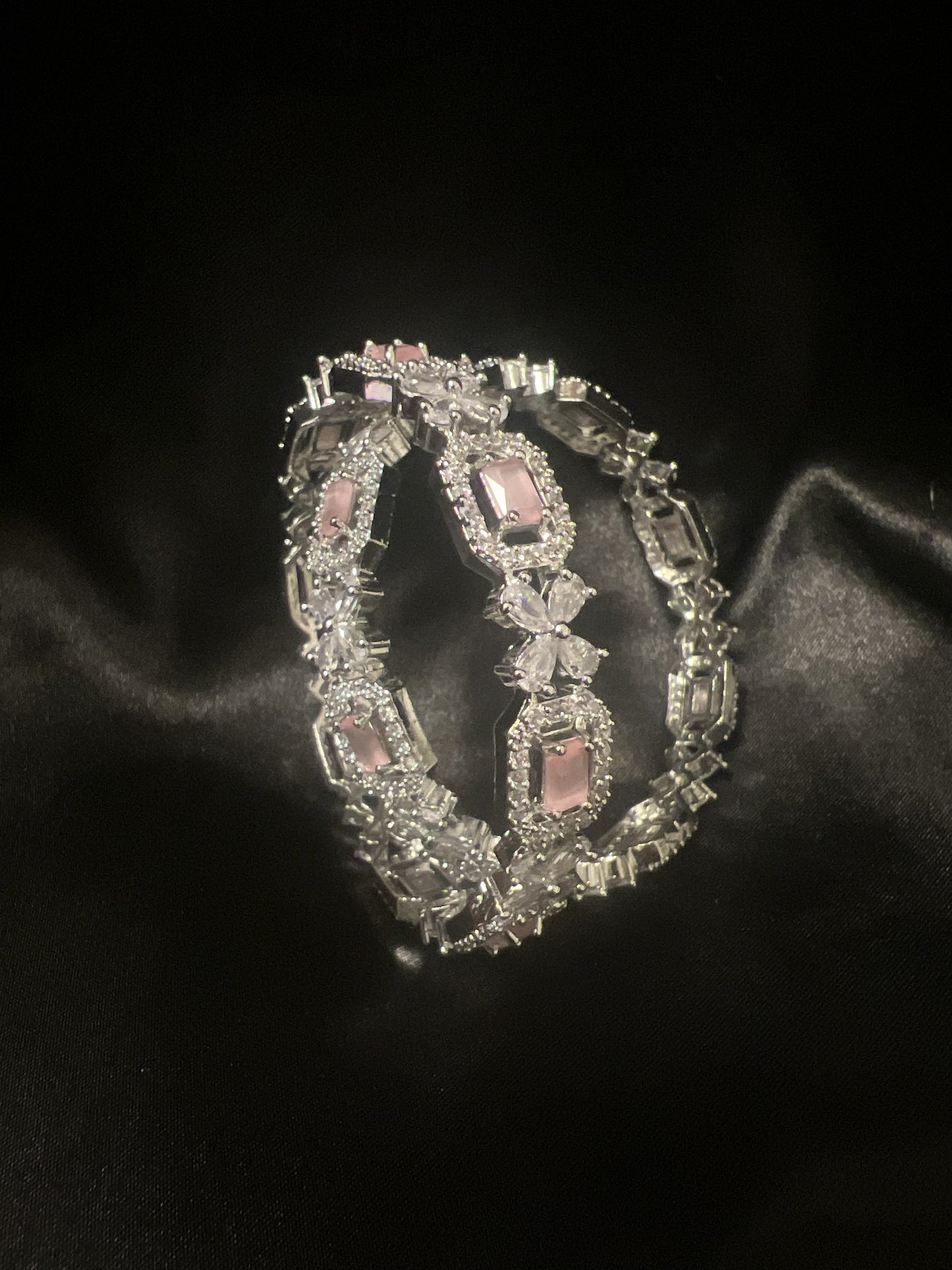 Sparkly Set of 2 Cubic Zirconia Bangles - More colors