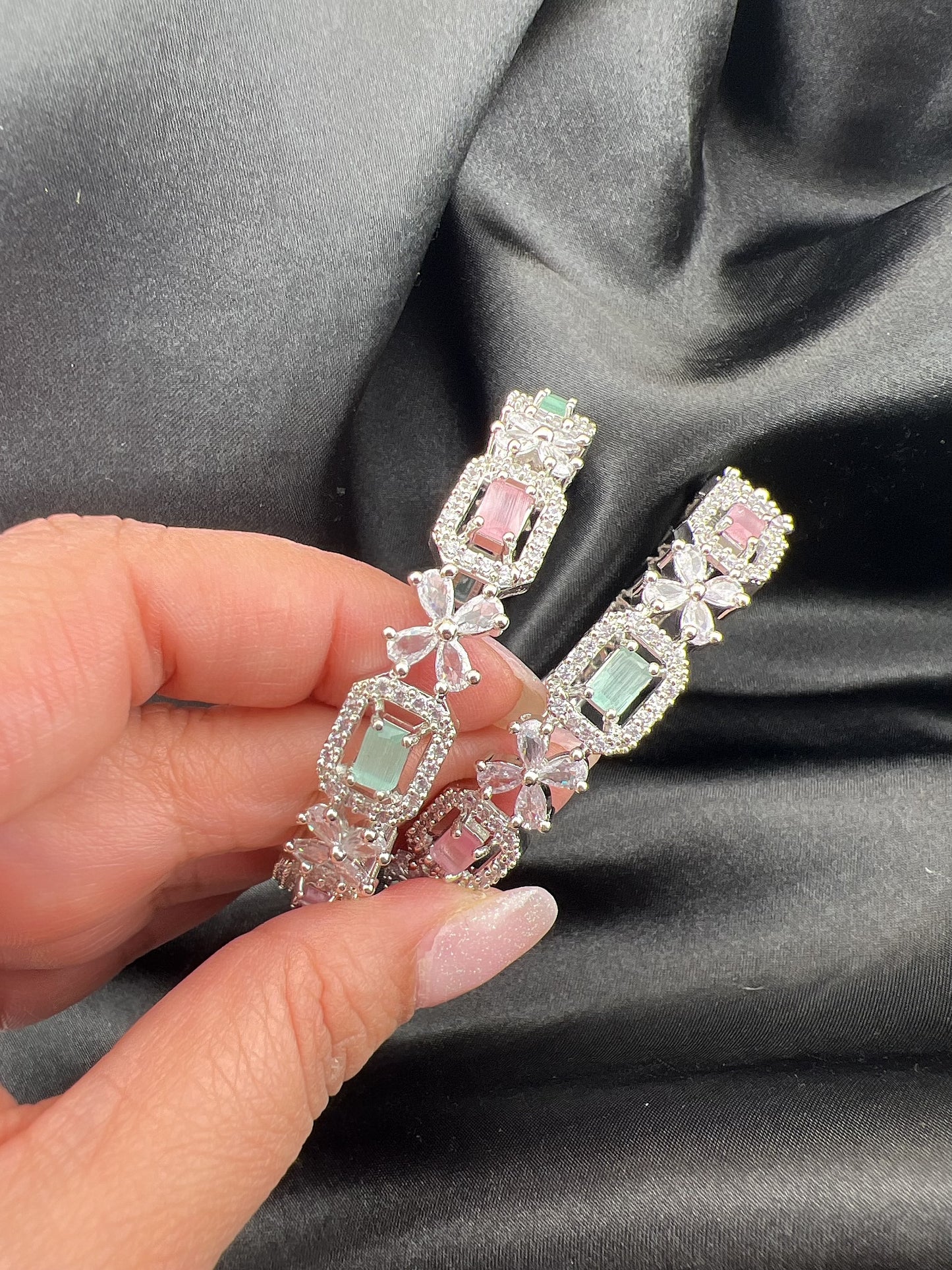 Sparkly Set of 2 Cubic Zirconia Bangles - More colors