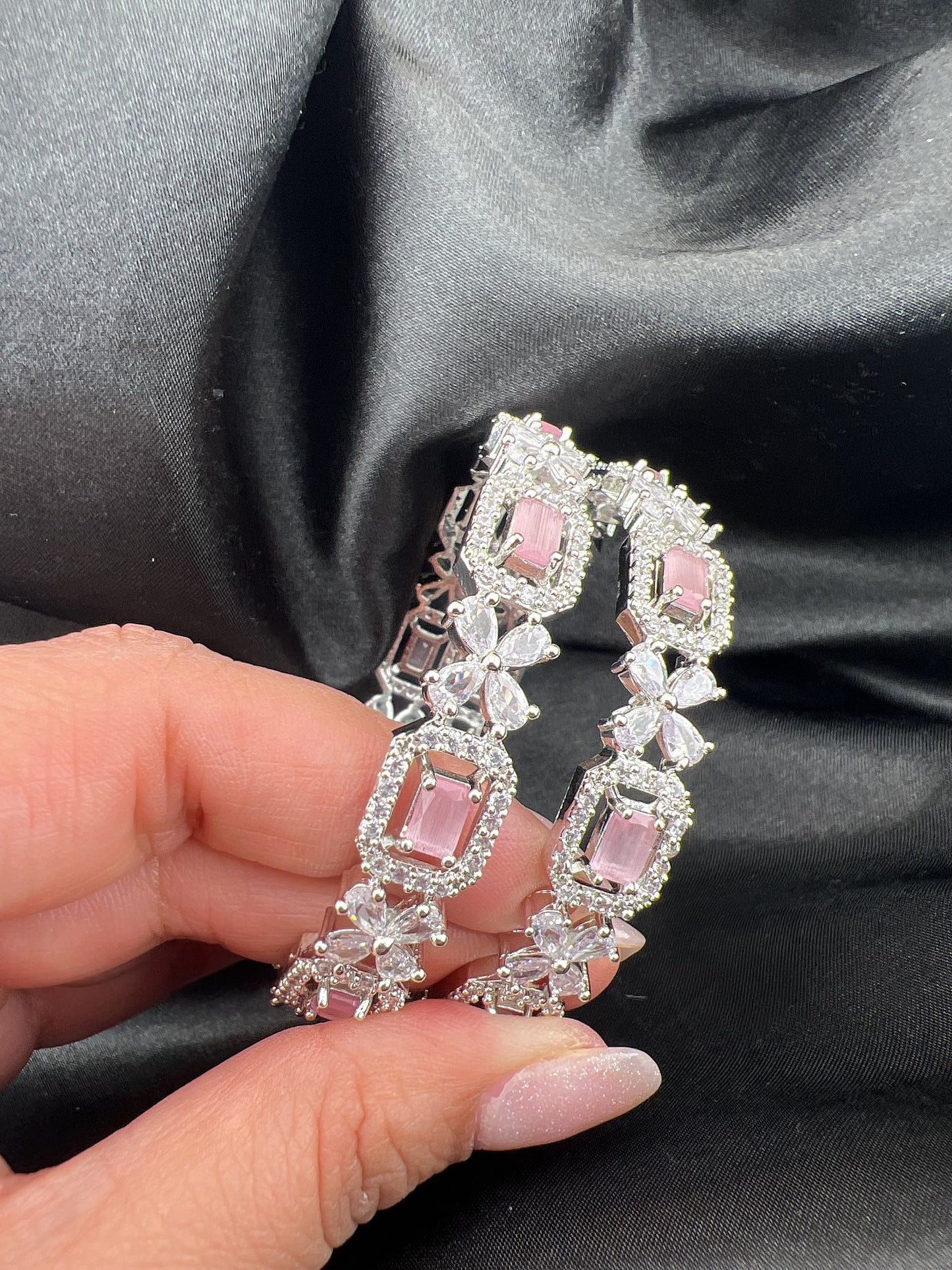 Sparkly Set of 2 Cubic Zirconia Bangles - More colors