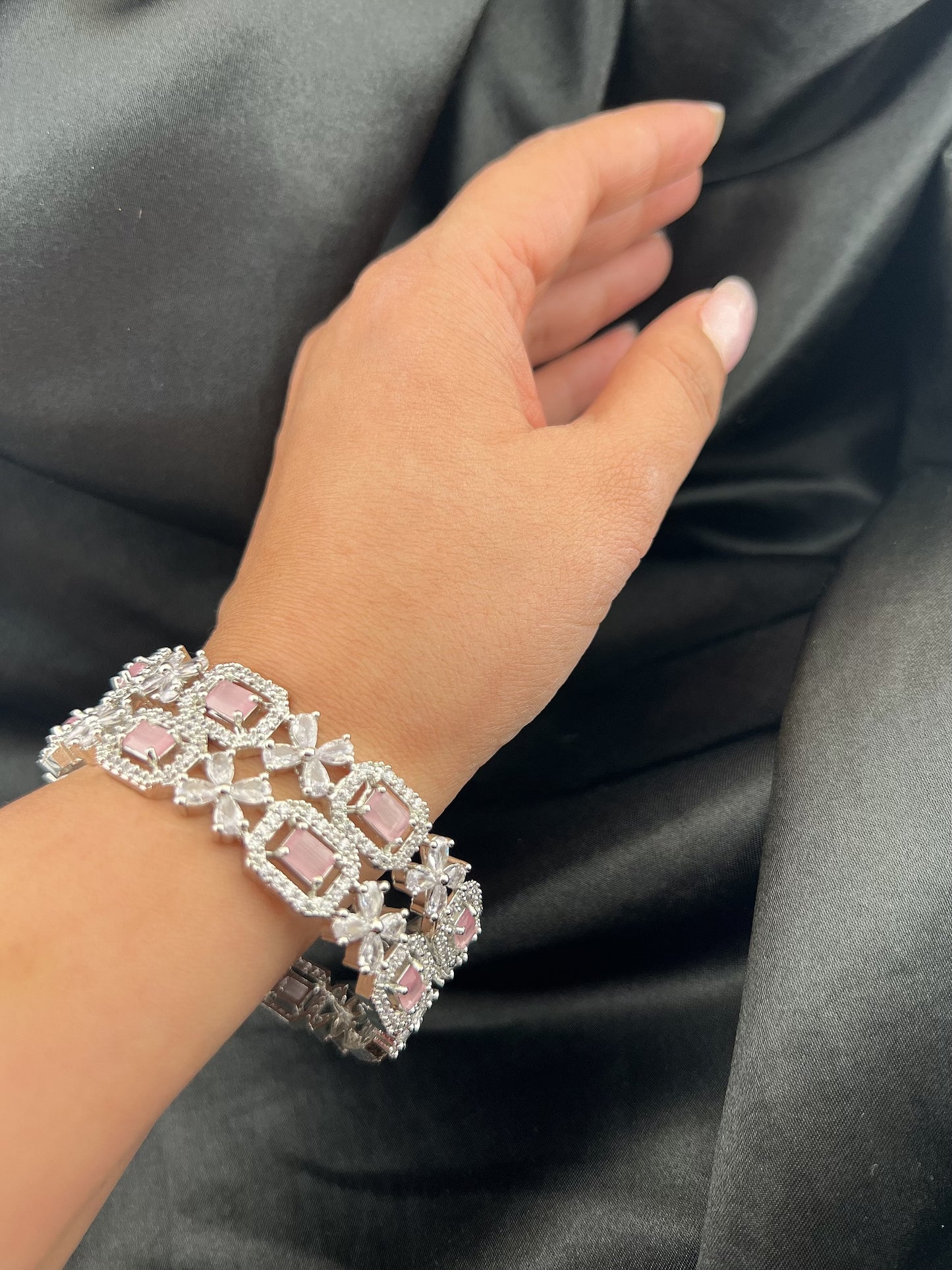 Sparkly Set of 2 Cubic Zirconia Bangles - More colors