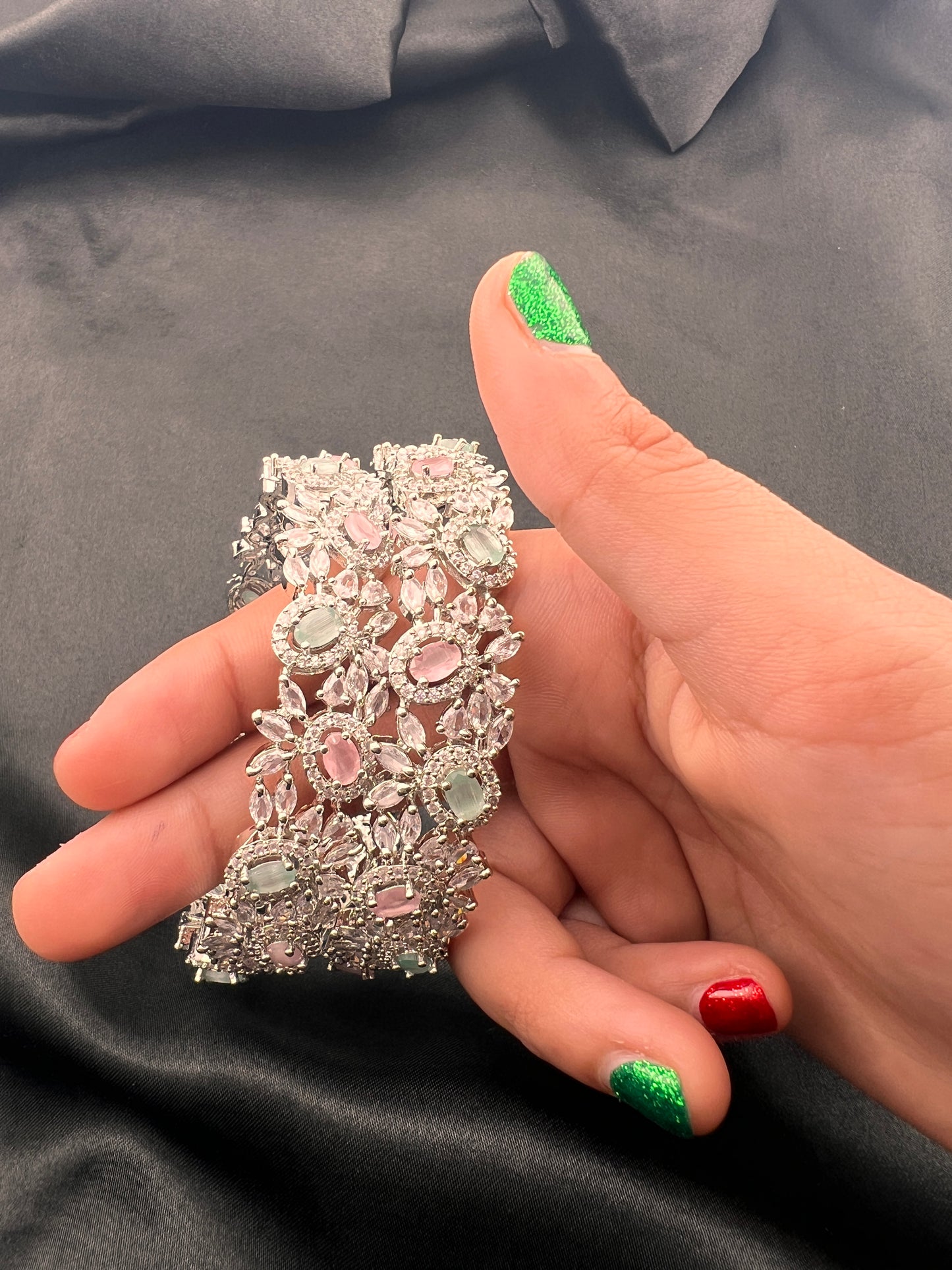 Set of 2 Sparkly Cubic Zirconia Bangles