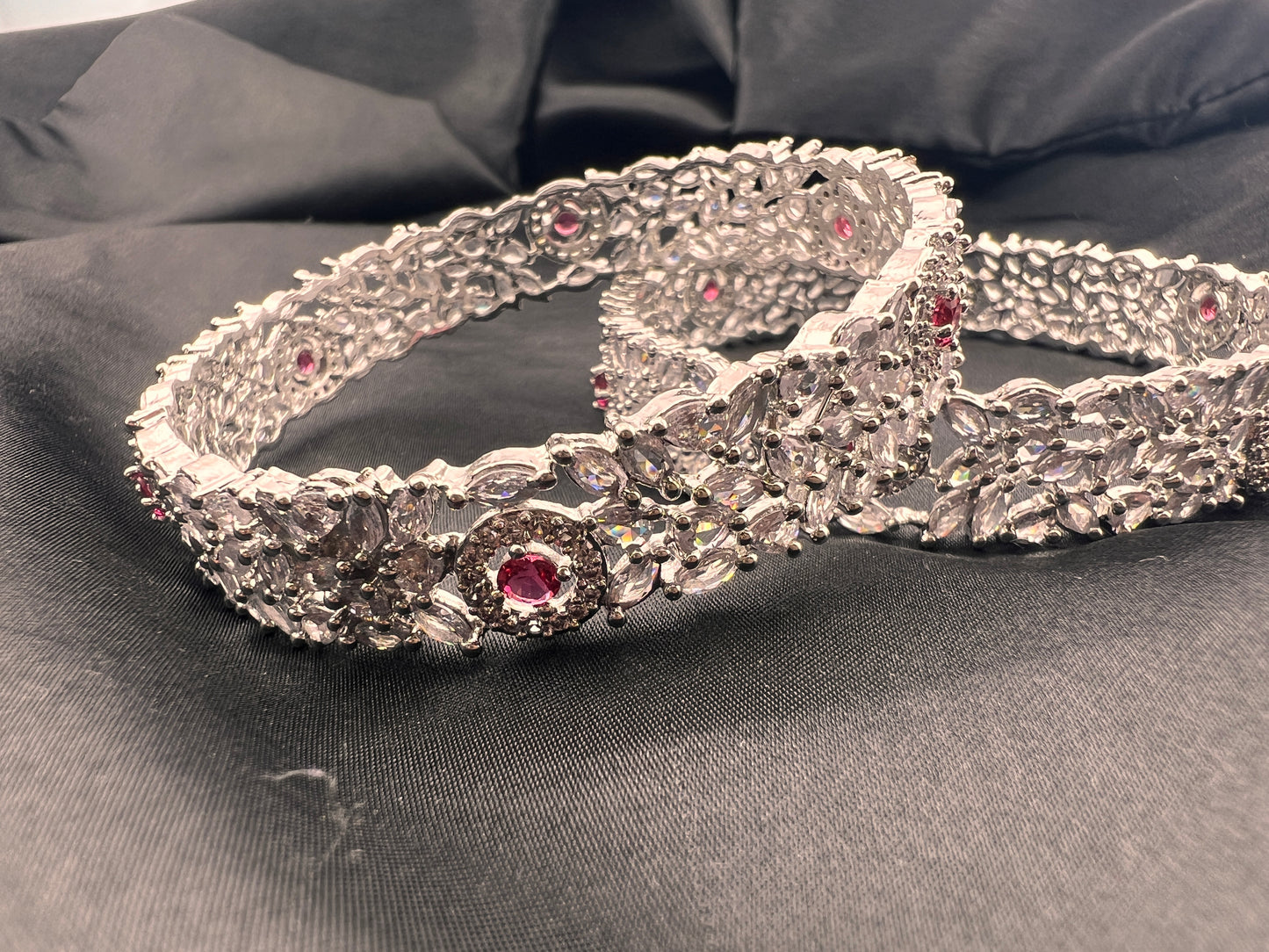 Sparkly Set of 2 Cubic Zirconia Bangles - More colors