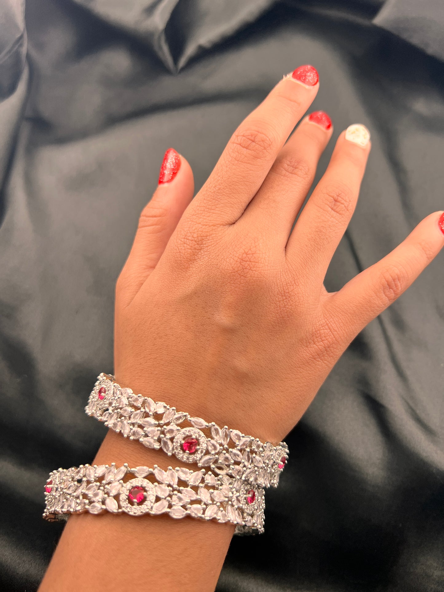 Sparkly Set of 2 Cubic Zirconia Bangles - More colors