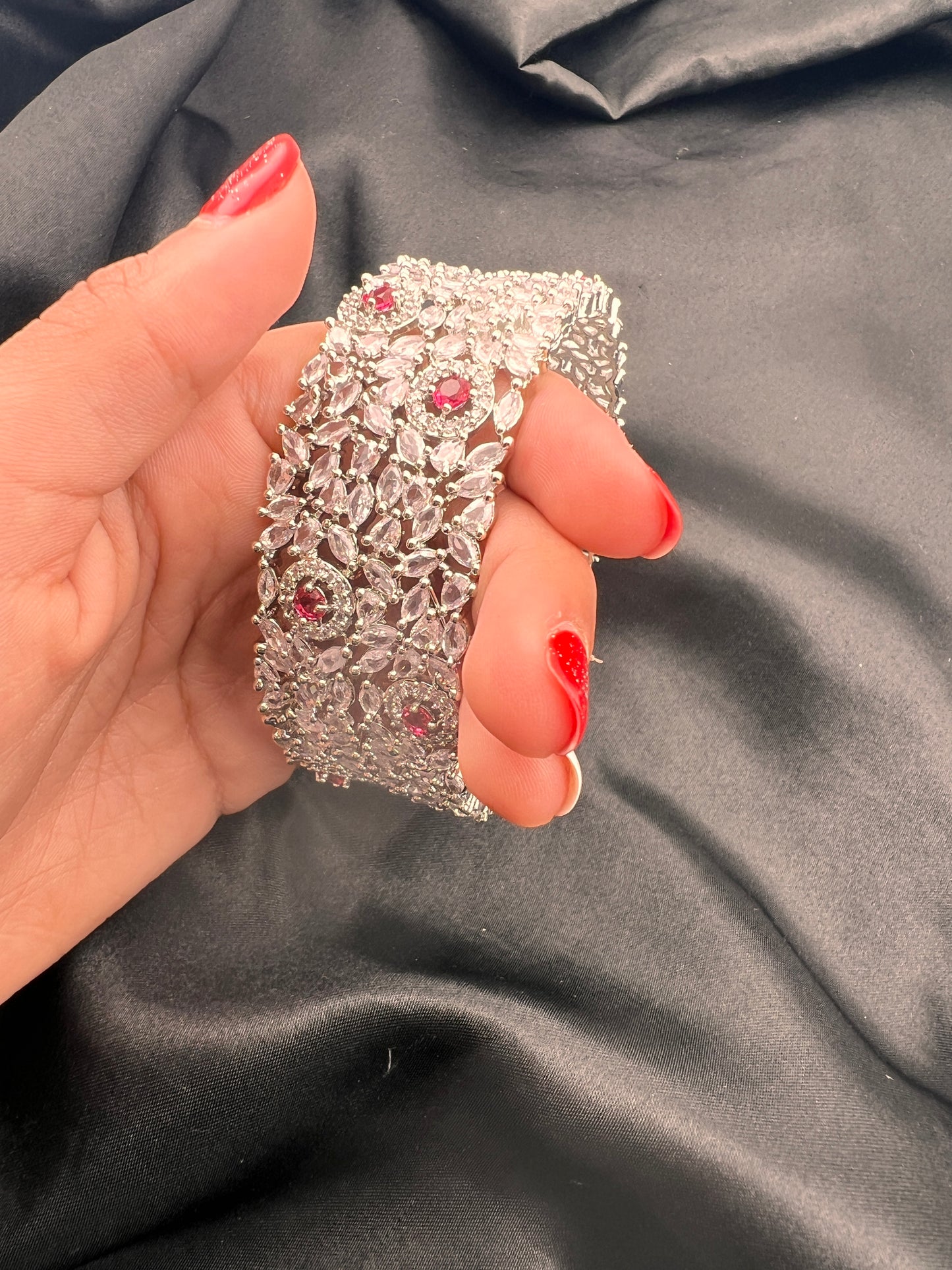 Sparkly Set of 2 Cubic Zirconia Bangles - More colors