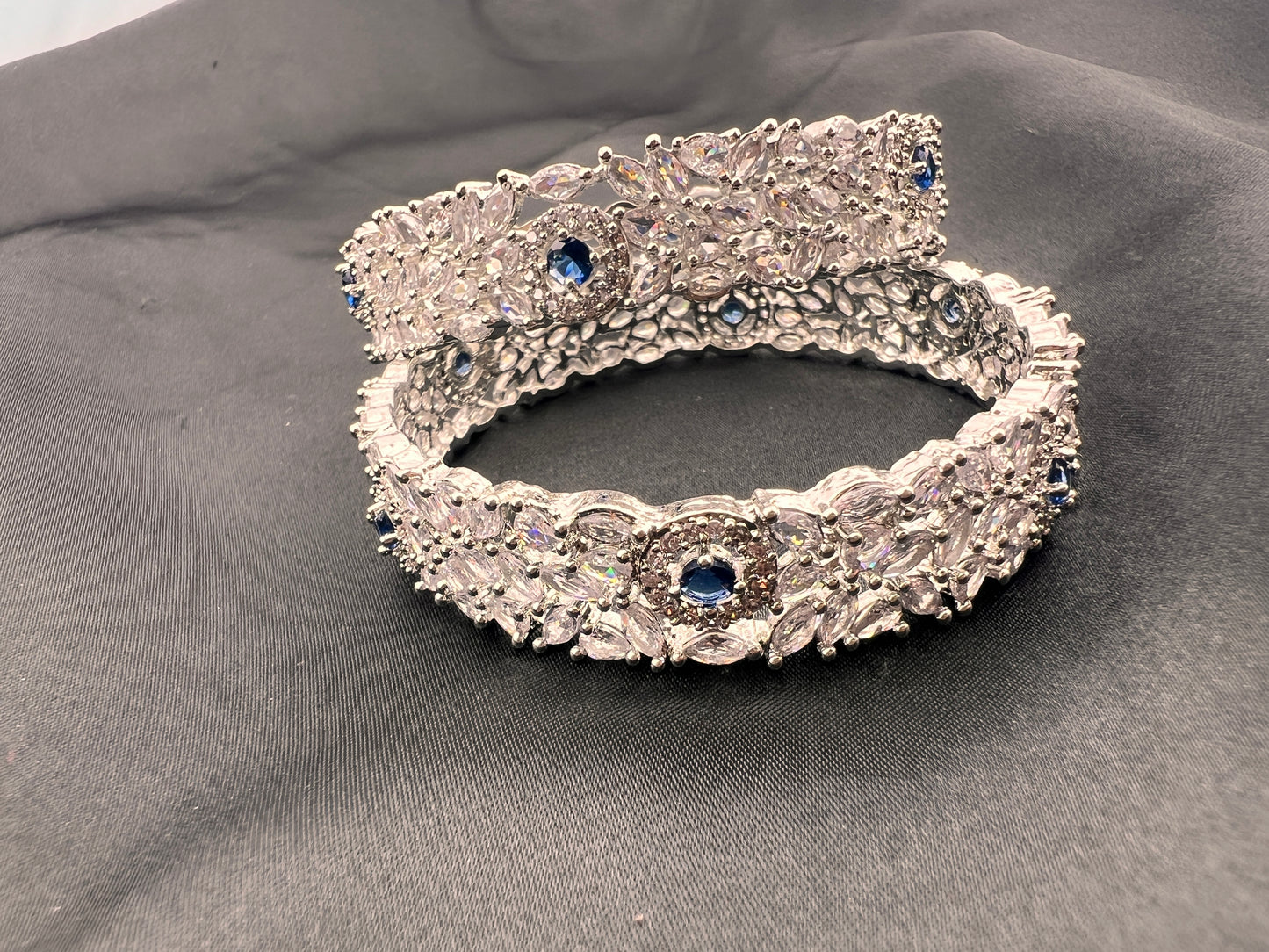 Sparkly Set of 2 Cubic Zirconia Bangles - More colors