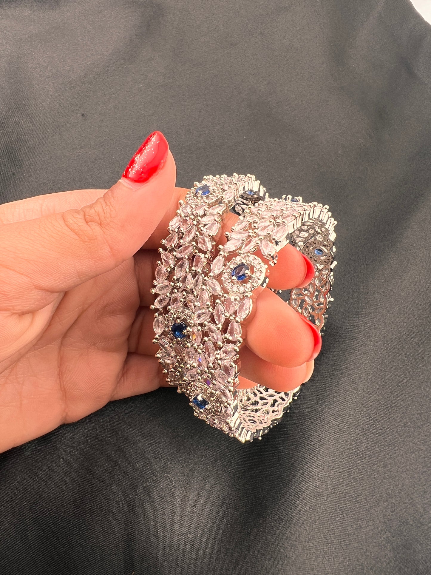 Sparkly Set of 2 Cubic Zirconia Bangles - More colors
