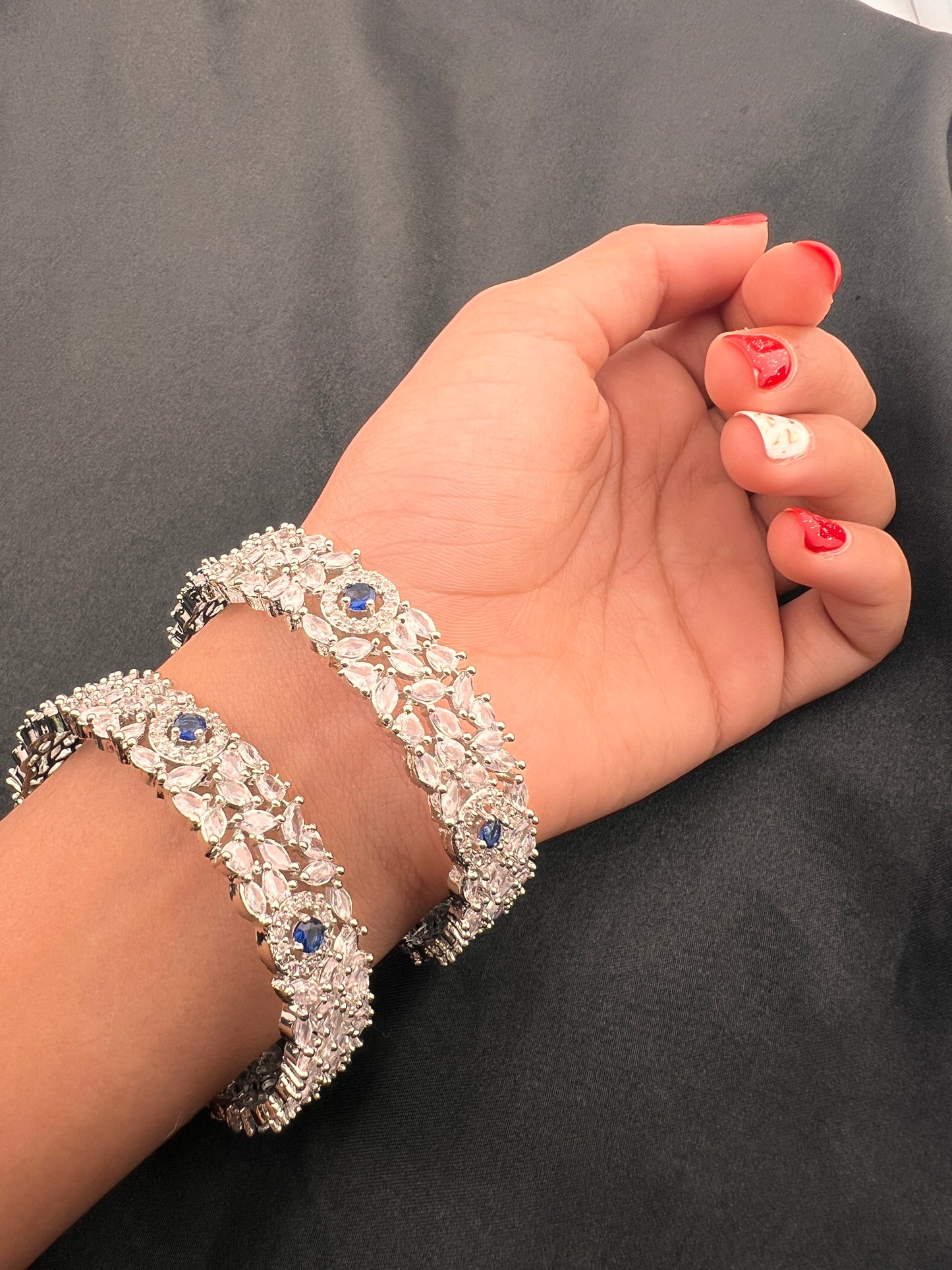 Sparkly Set of 2 Cubic Zirconia Bangles - More colors