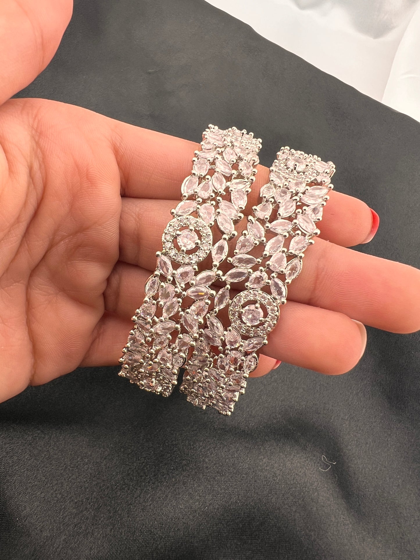 Sparkly Set of 2 Cubic Zirconia Bangles - More colors