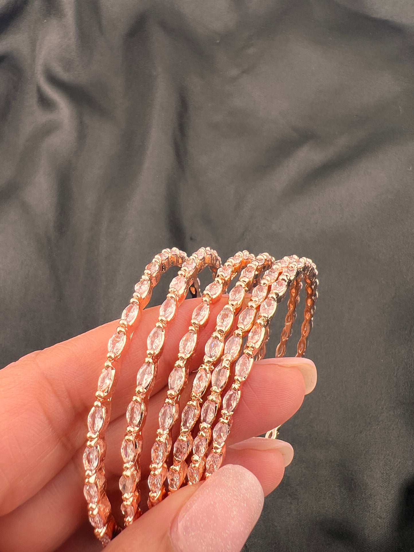 Sparkly Set of 6 Cubic Zirconia Bangles - More colors