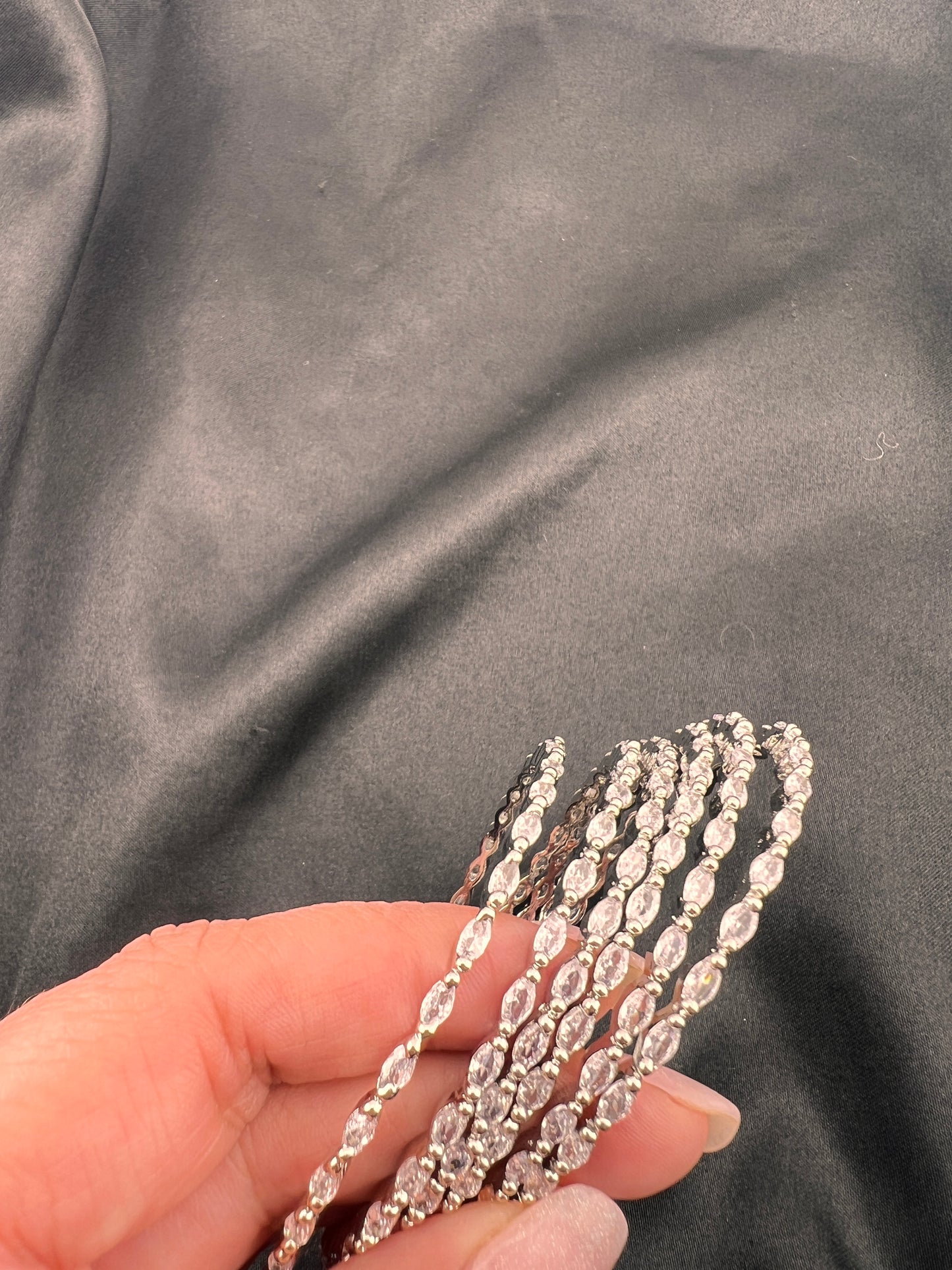 Sparkly Set of 6 Cubic Zirconia Bangles - More colors