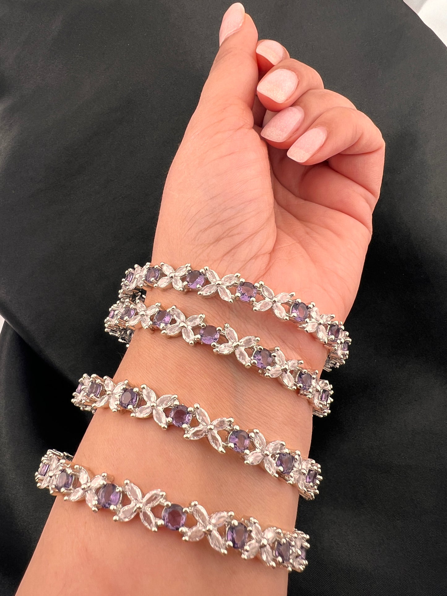Set of 4 Cubic Zirconia Diamond Bangles - More colors