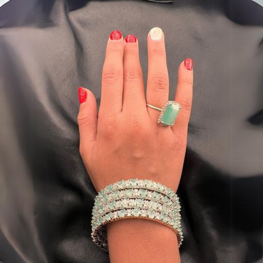 Set of 4 Mint Green Cubic Zirconia bangles